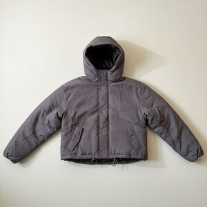 ASOS DESIGN Men's Puffer Jacket Hooded Medium Gray M 40in Chest